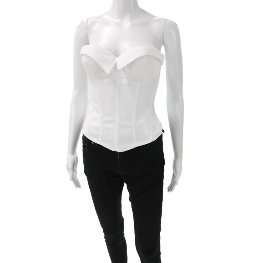 Guizio Womens Corset Top Sweetheart White Sleeveless Hook & Eye Size XS